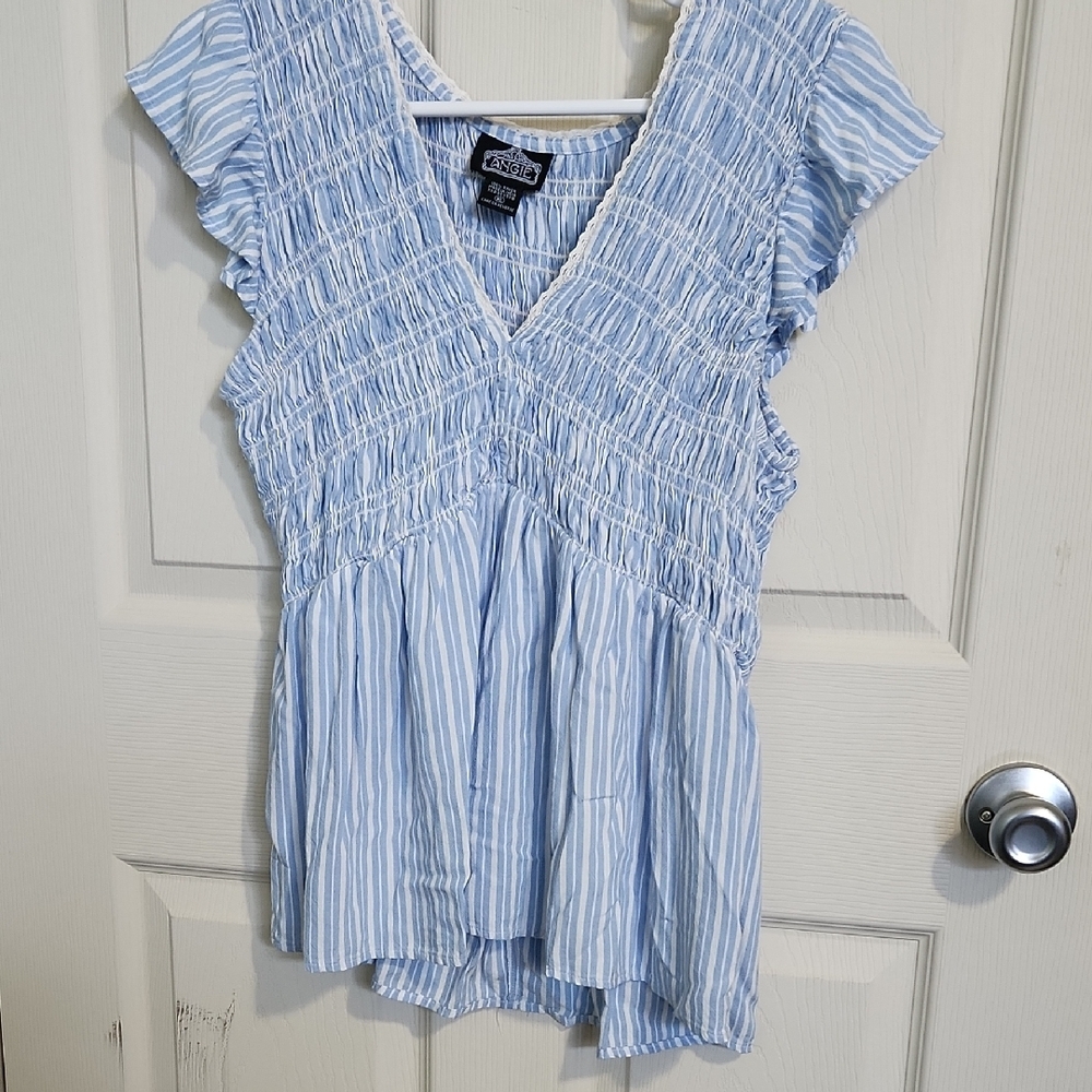 Light Blue Striped Blouse
